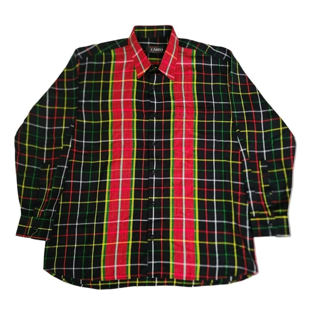 Majeed Bai CAIRO Tailors Men's Multicolor Plaid Long Sleeve Shirt Size XL - Picture 2 of 8